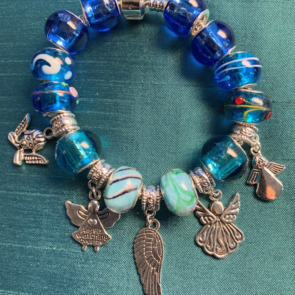 Murano Glass and Tibetan Silver Angels Bracelet